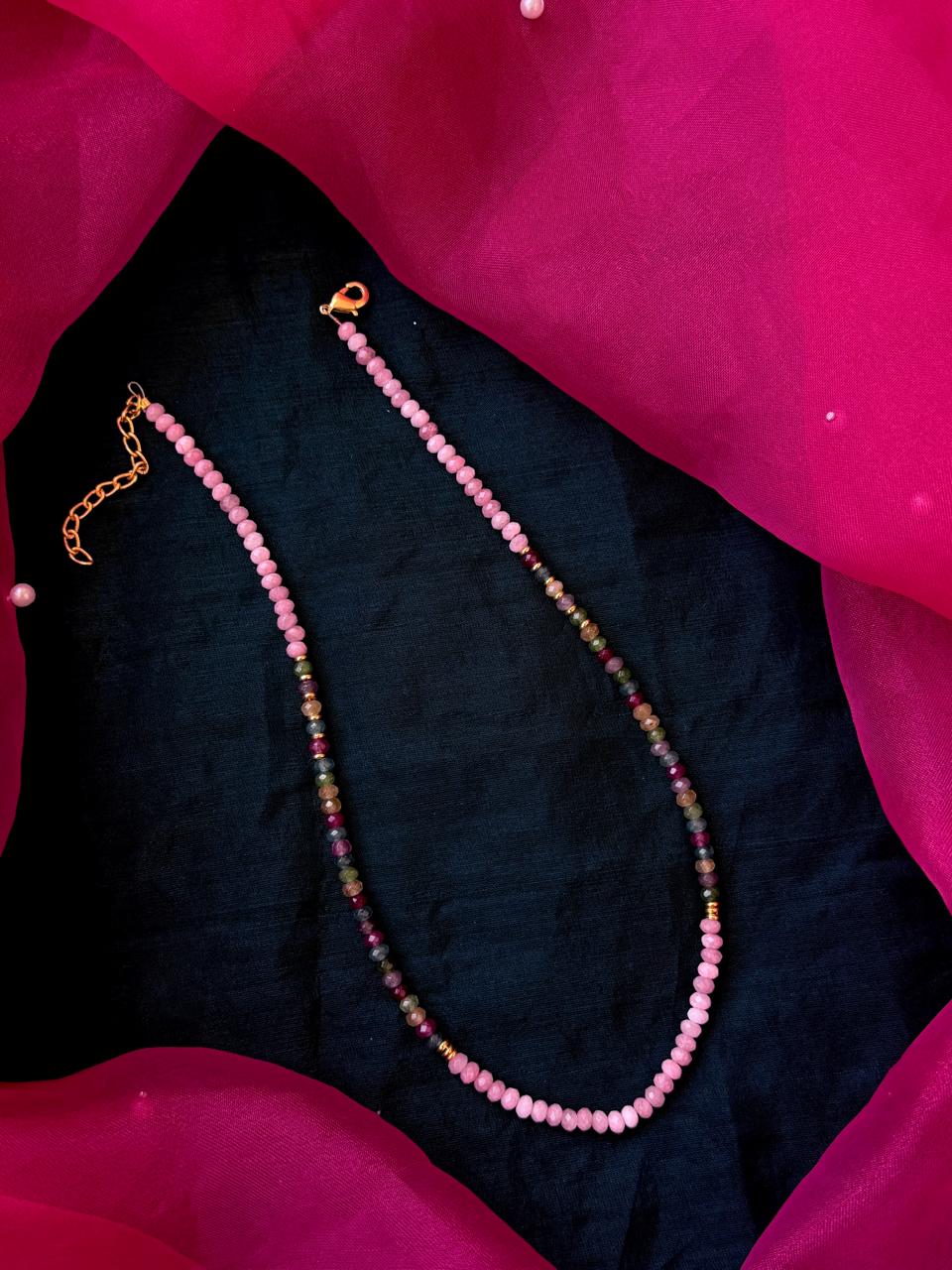 Stone Beads Golden Ring Single Layer Mala