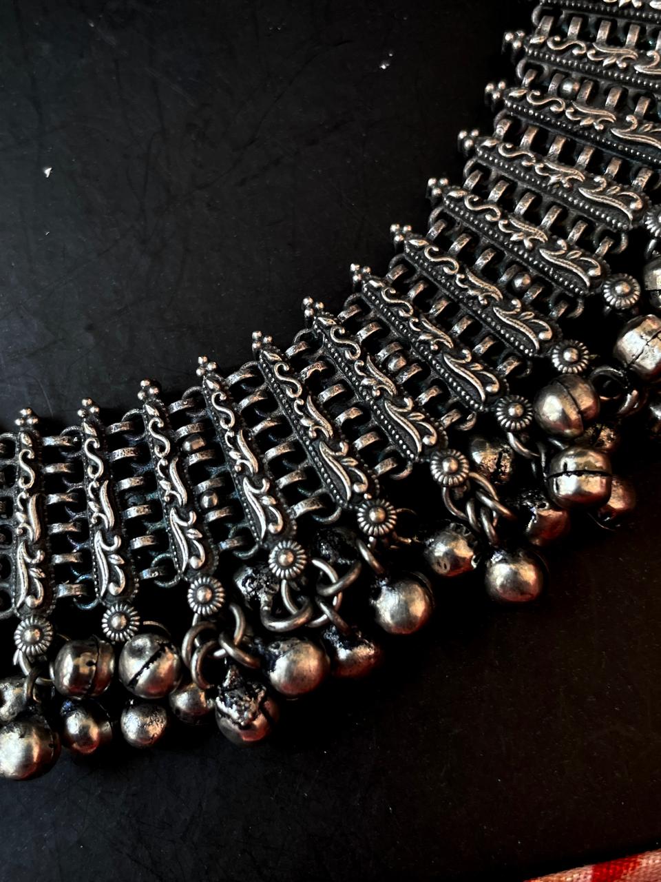Oxidized Ethnic Partywear Choker with Earring set