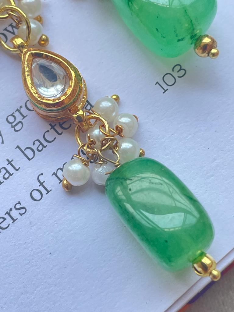 Fiber Beads with Kundan and Moti Earring