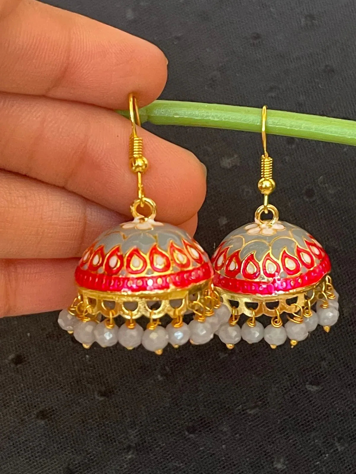 Meenakari Fome shape Jhumka Mango print Earring