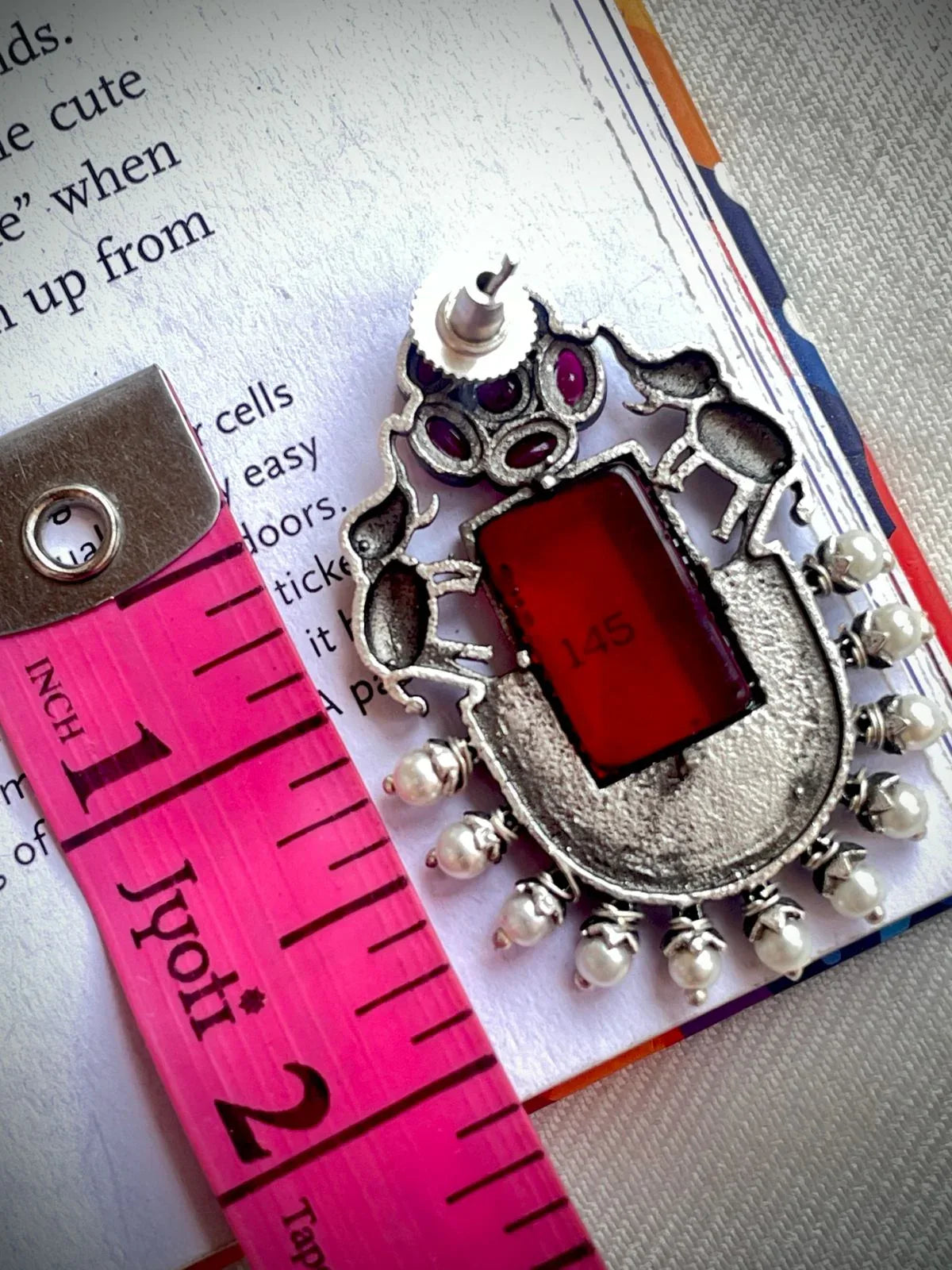 Silver Replica Big Monalisa Stone Stud Earring
