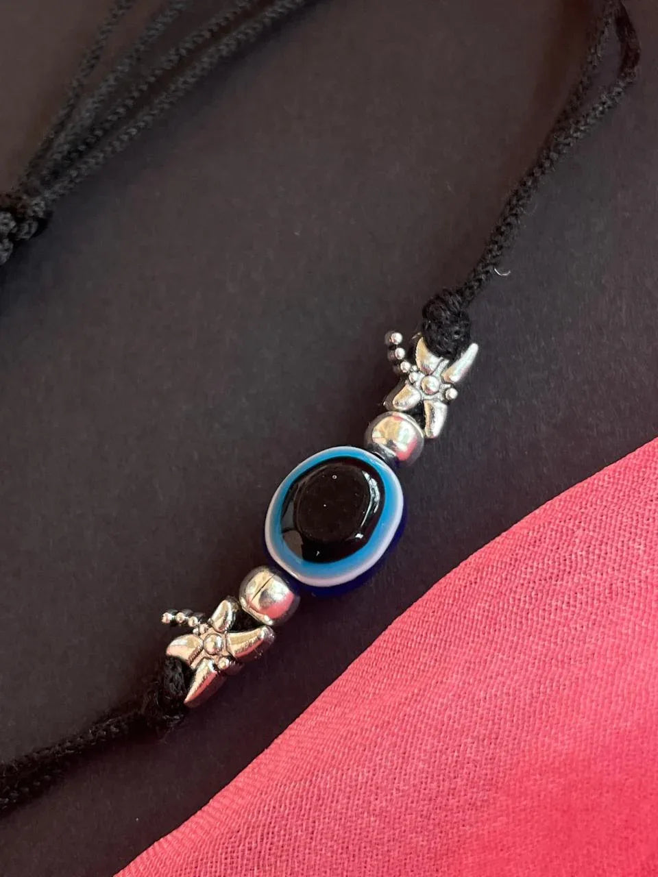 Special Character with Evil Eye Thread Anklet (2 pairs)