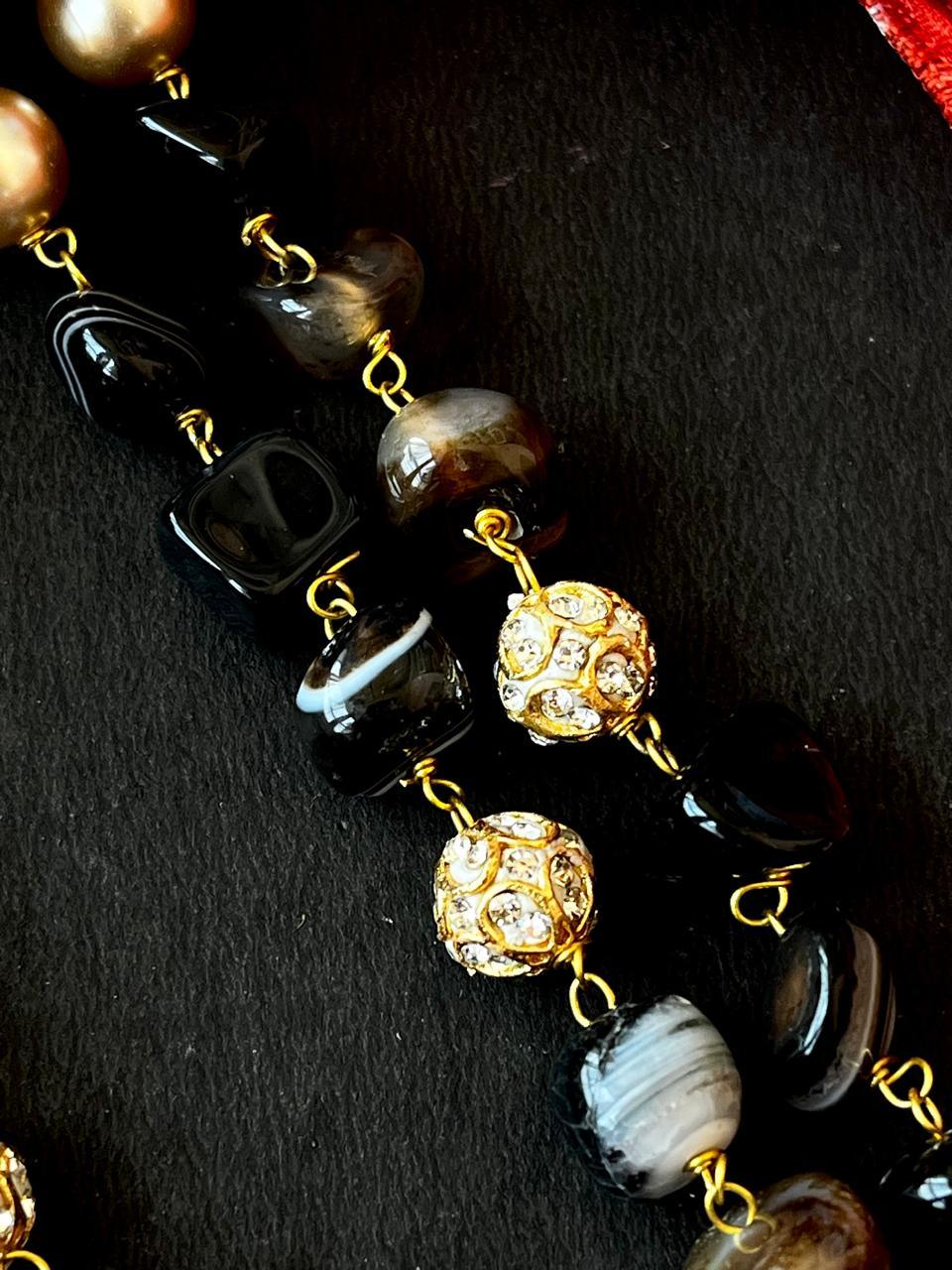 Jade stone with Shell Pearl Double Layer Mala