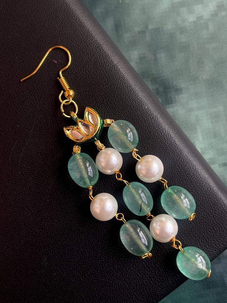 Semi Precious Stones with Pearl and Kundan Earring