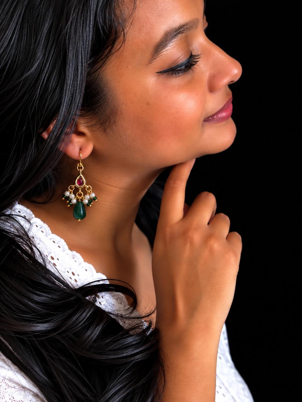 Kundan with Monalisa Stone Earring