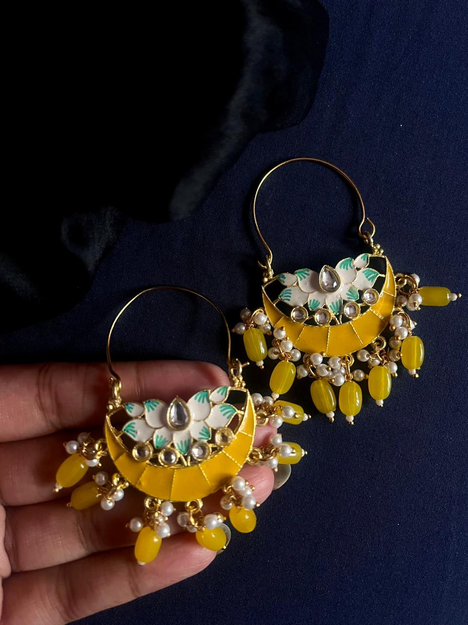 Meenakari Chandbali Beaded Earring