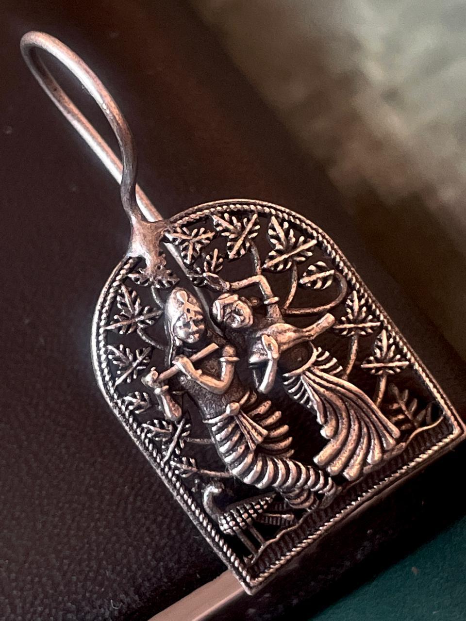 Radha Krishna Oxidized Stud Earring