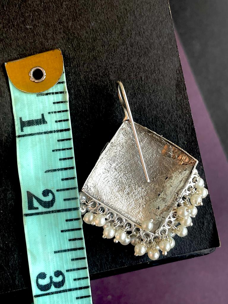 Silver Replica Square shape Brass Stud Earring