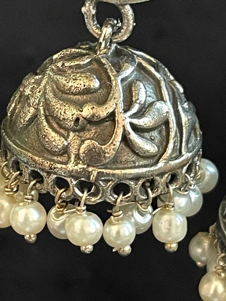 Oxidized in Brass Bird shape with Dome Jhumka Earring