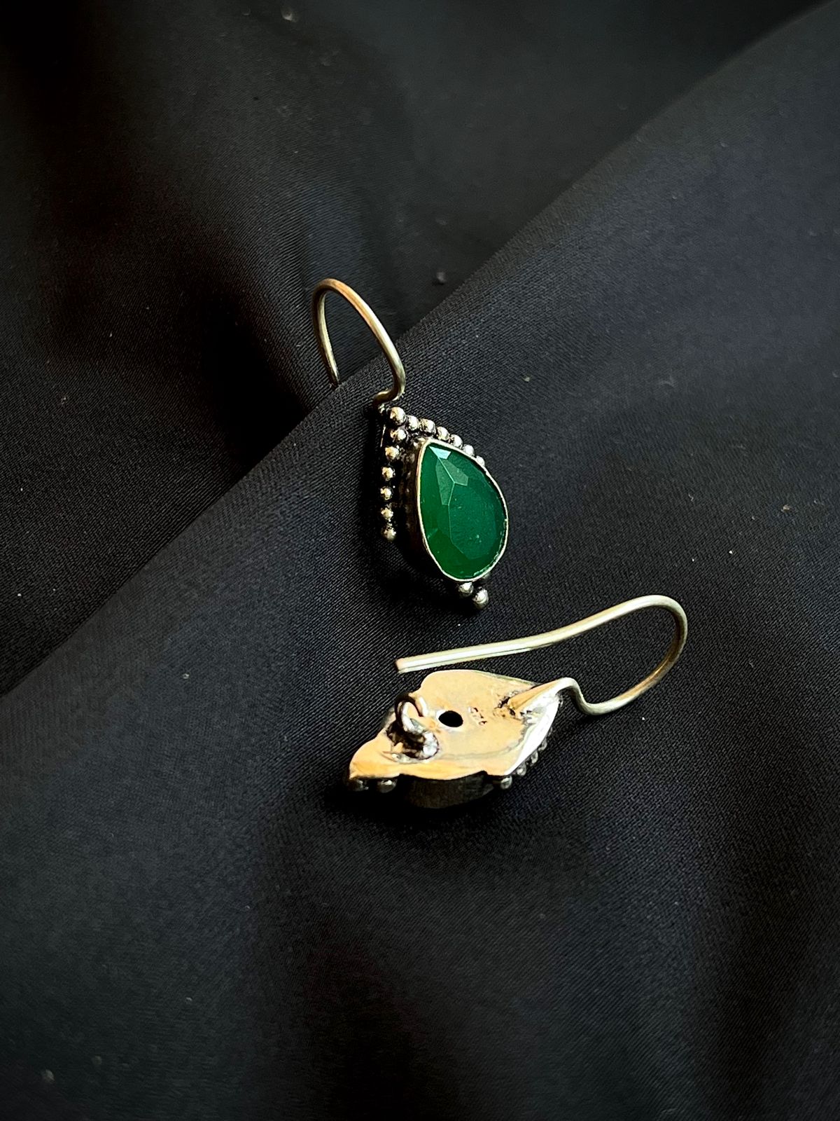 Green Stone 92.5 Silver Stud Earring