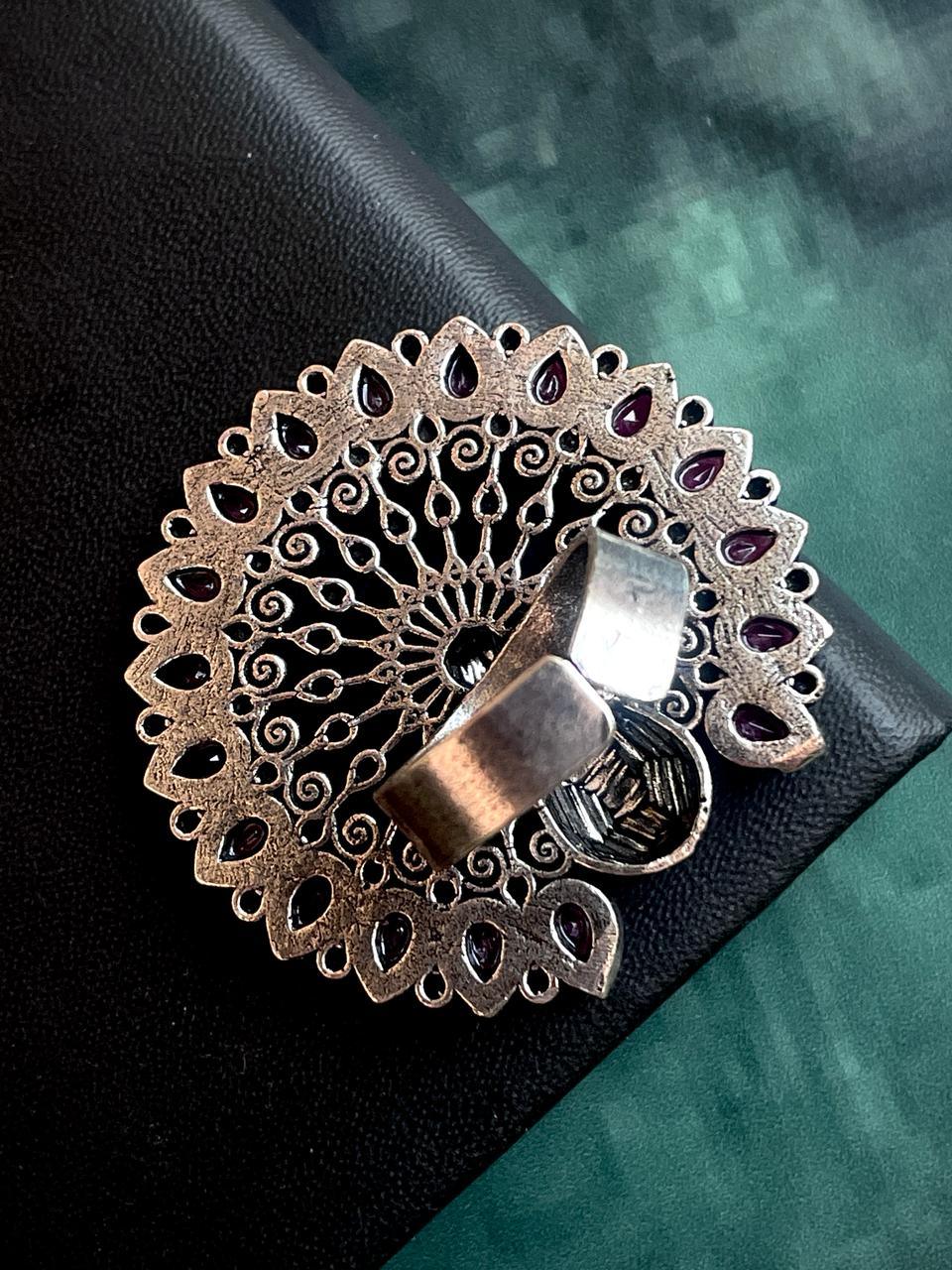 Peacock Shape Monalisa Stone Ring