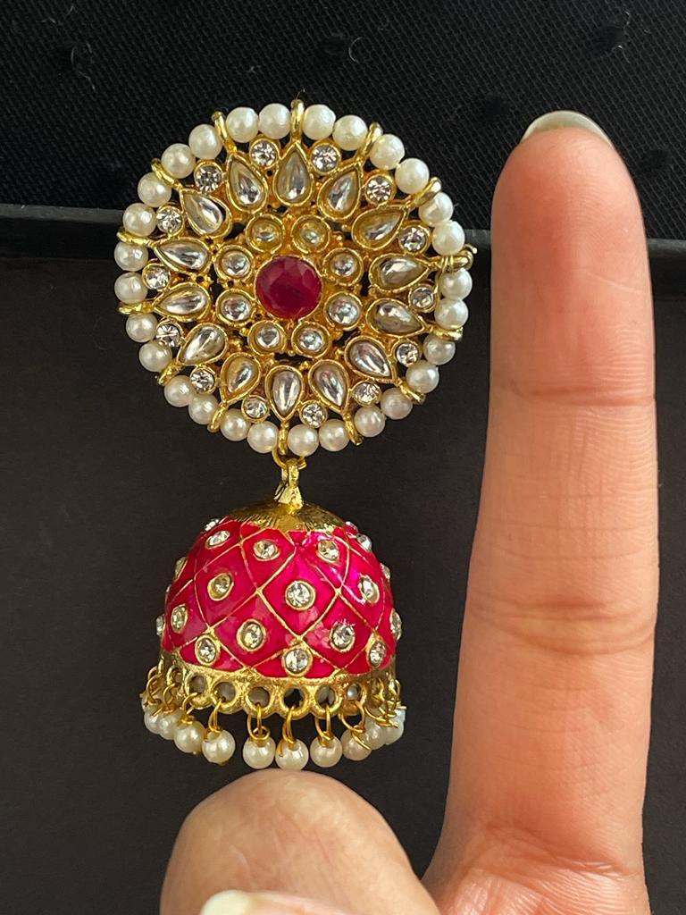 Meenakari Dome Shape Jhumka Earring