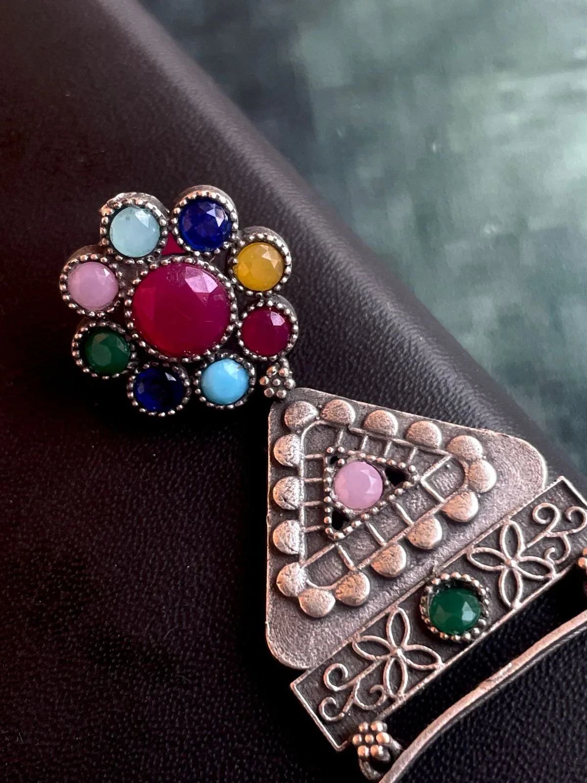 Oxidized Antique Look Beaded Earring