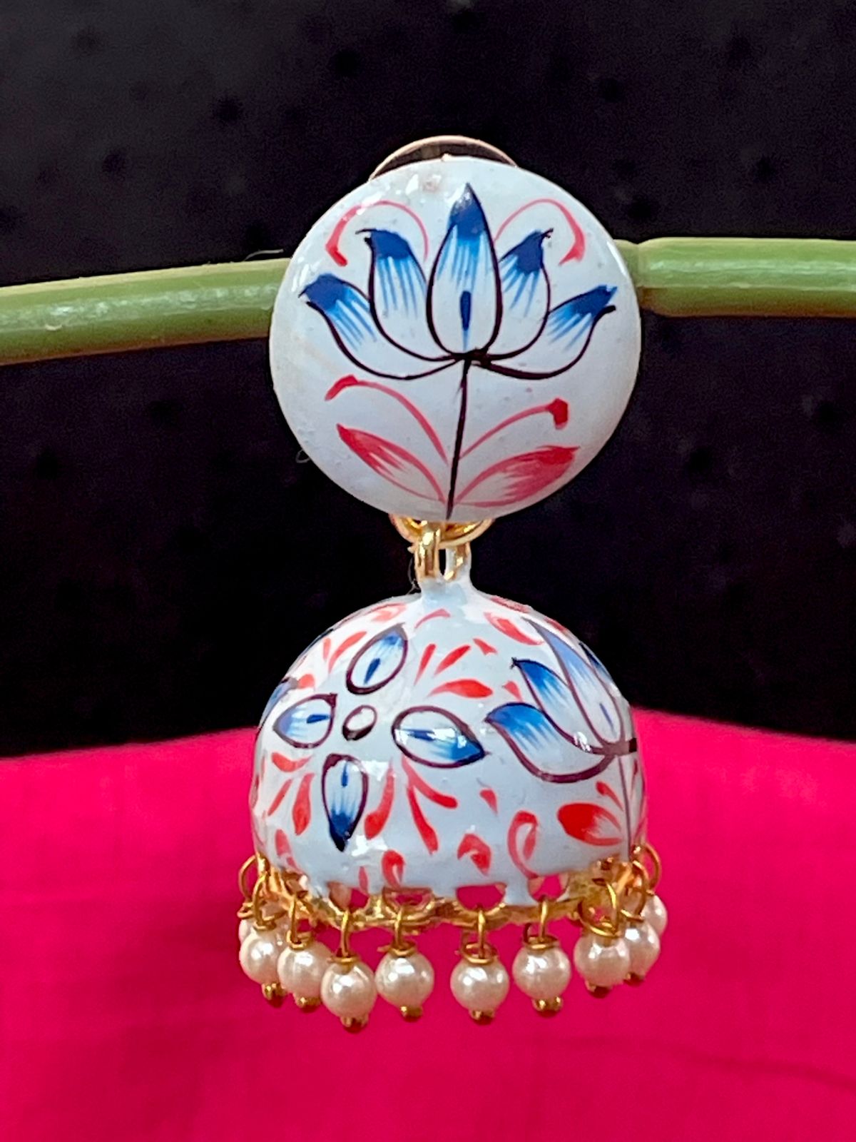 Meenakari Flower Print Partywear Earring