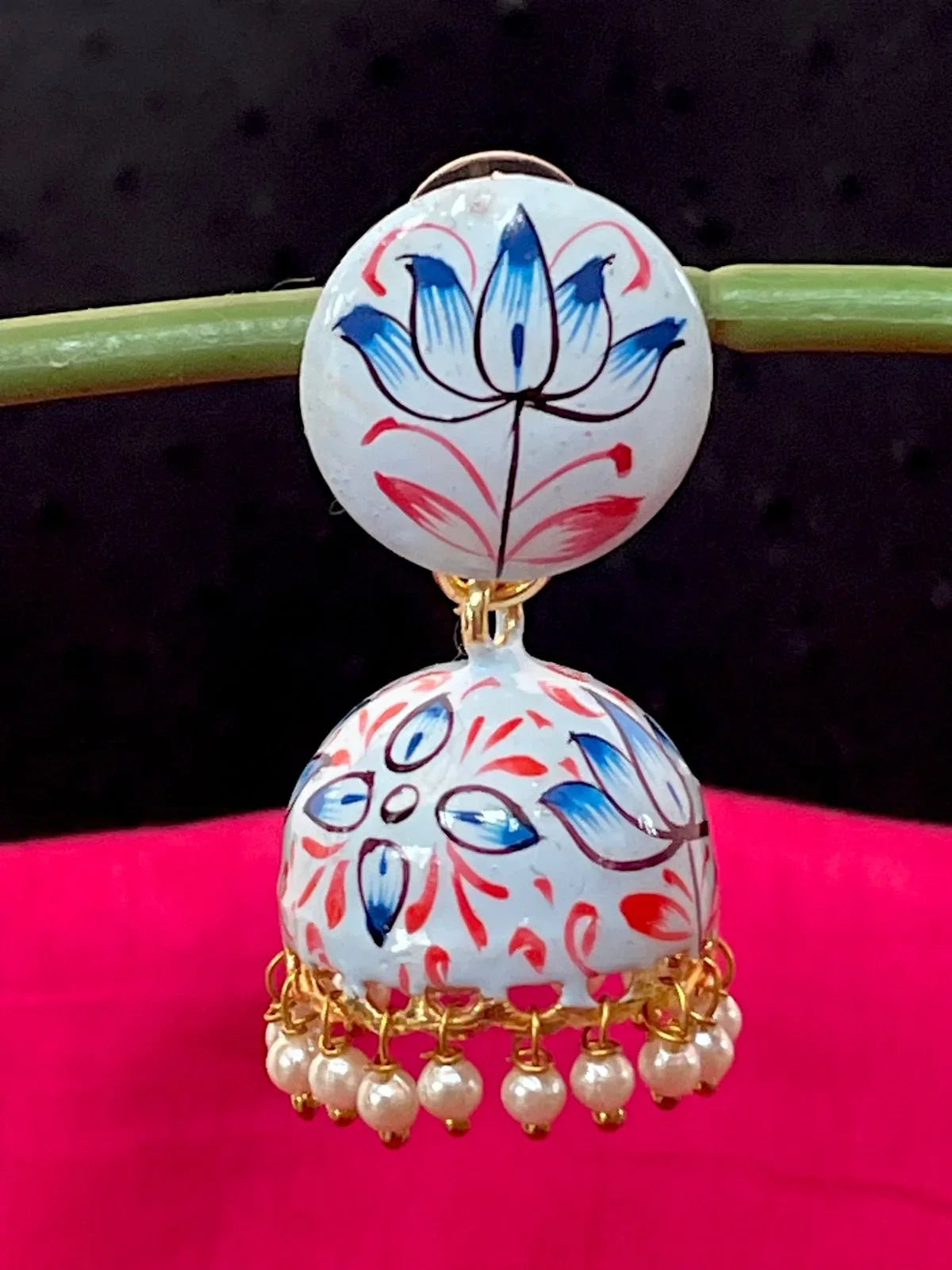 Meenakari Flower Print Partywear Earring