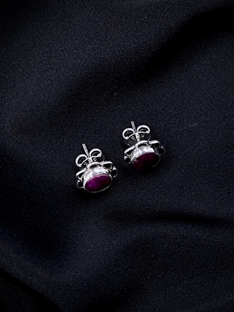 Semi Precious Stone 92.5 Silver Stud Earring