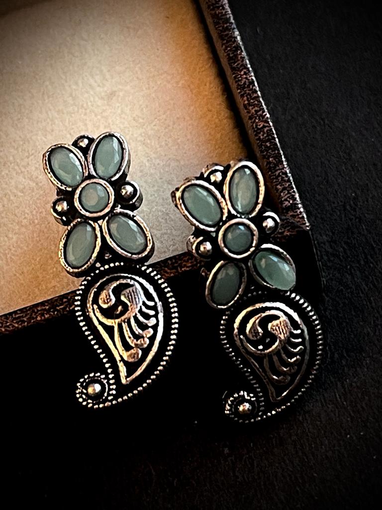 Oxidized Choker with Earring set and Monalisa Stone