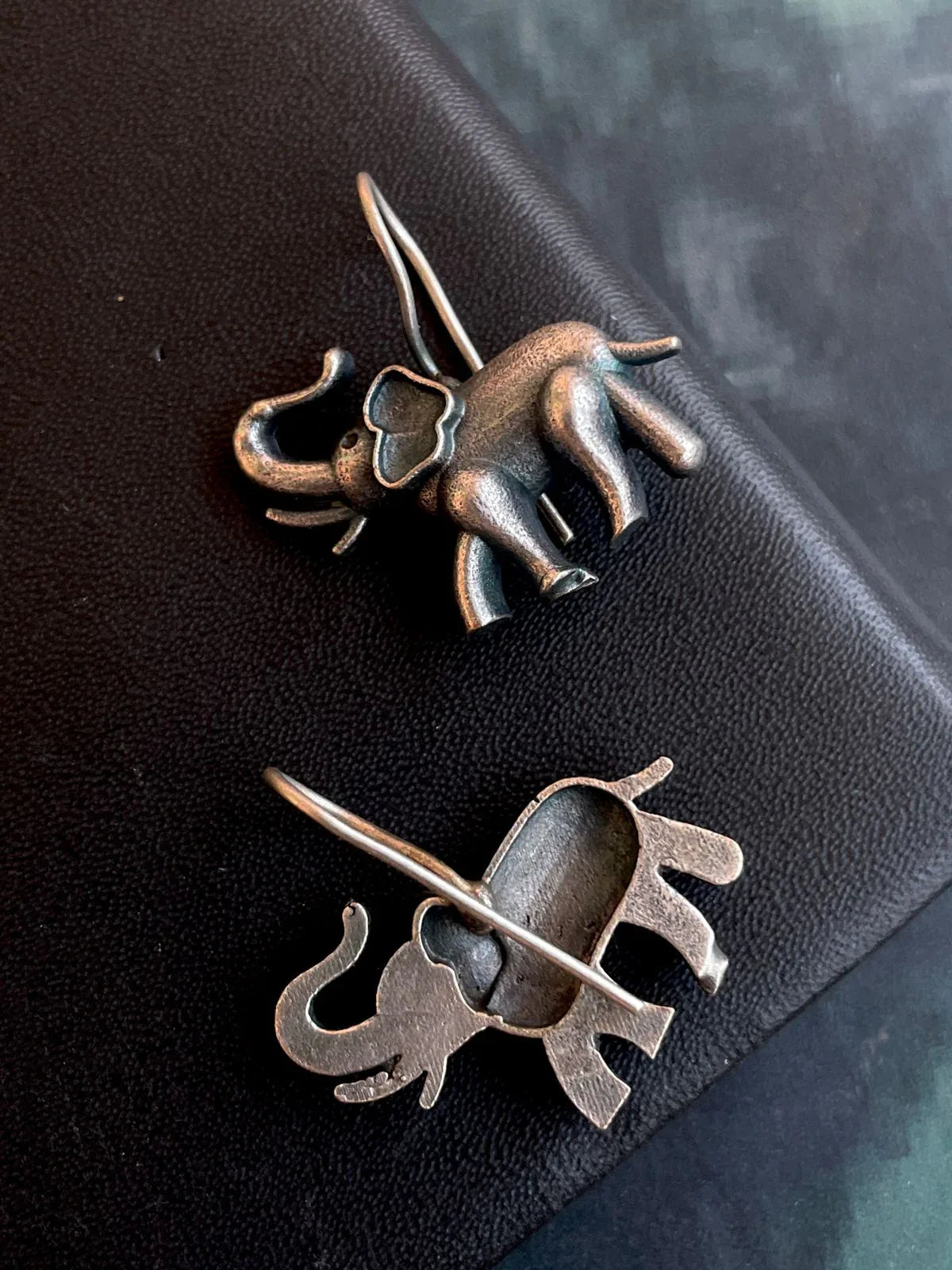 Oxidized Elephant shape Earring