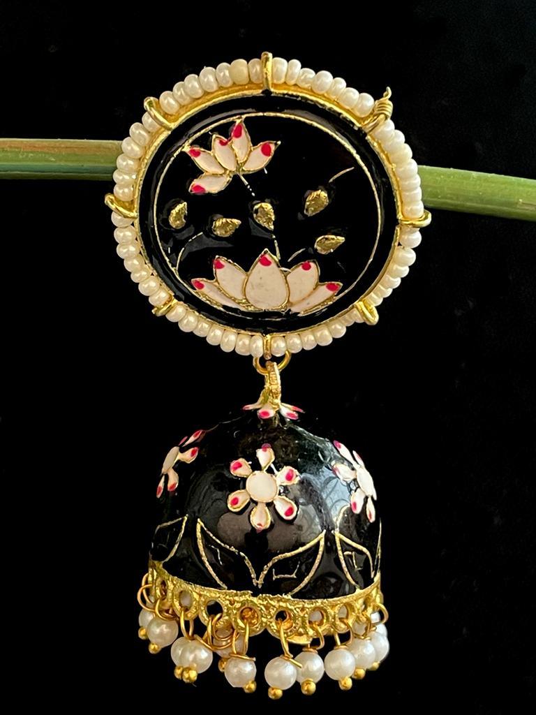 Meenakari Flower Print Jhumka TOP Earring