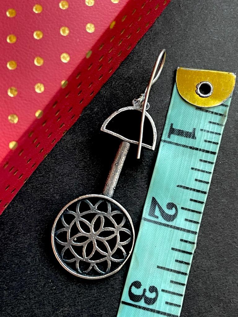 Black Polish Hand painted Antique Look Earring
