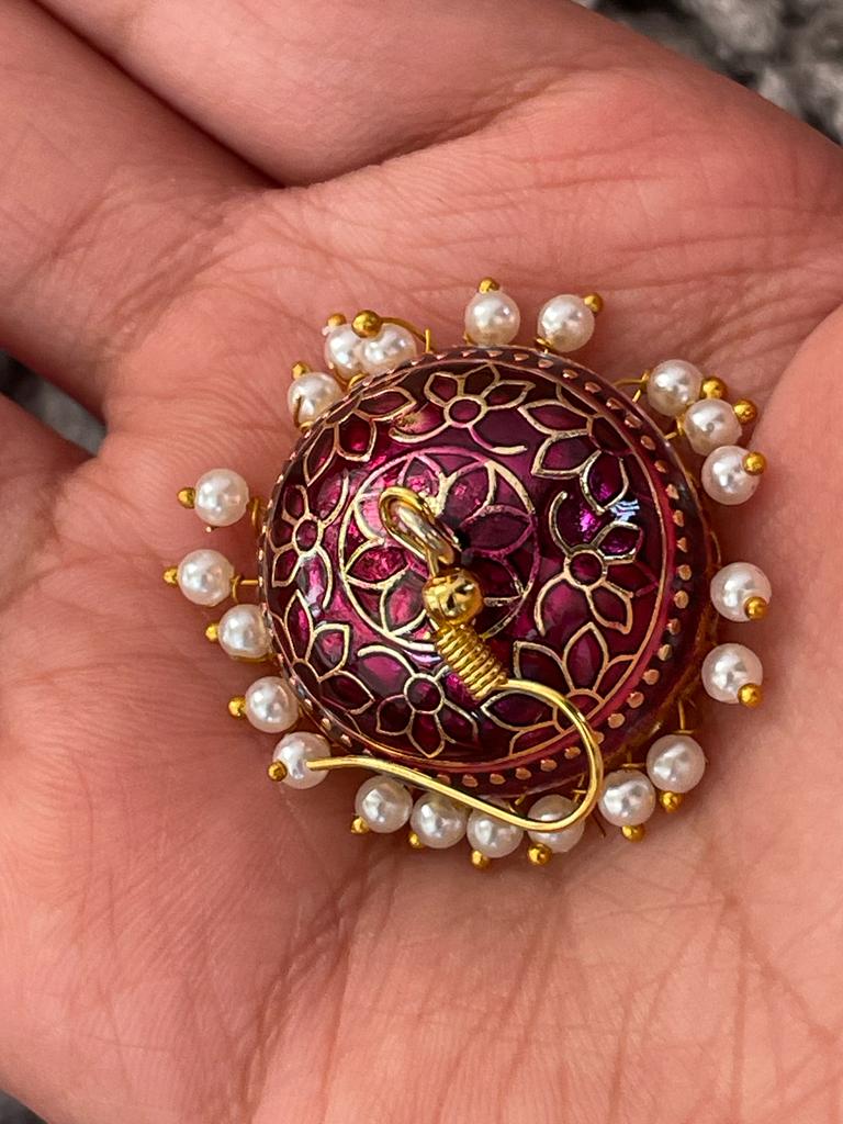 Meenakari Dome Jhumka Earring