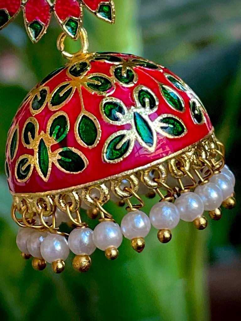 Meenakari Dome Shape Jhumka Earring