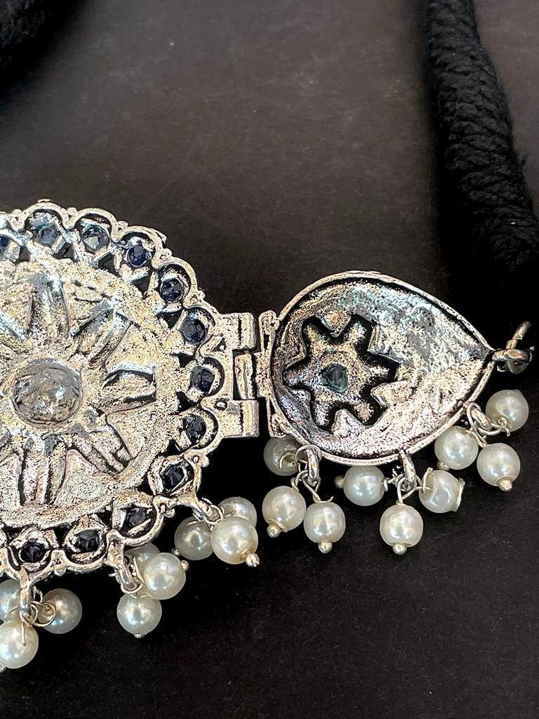 Oxidized Choker with Earring set