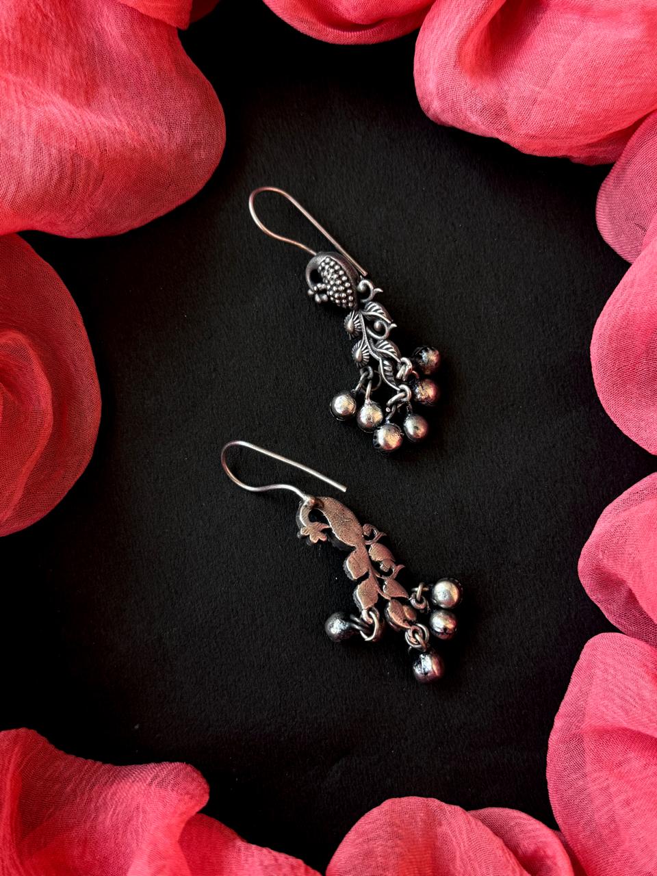 Peacock shape Oxidized Earring