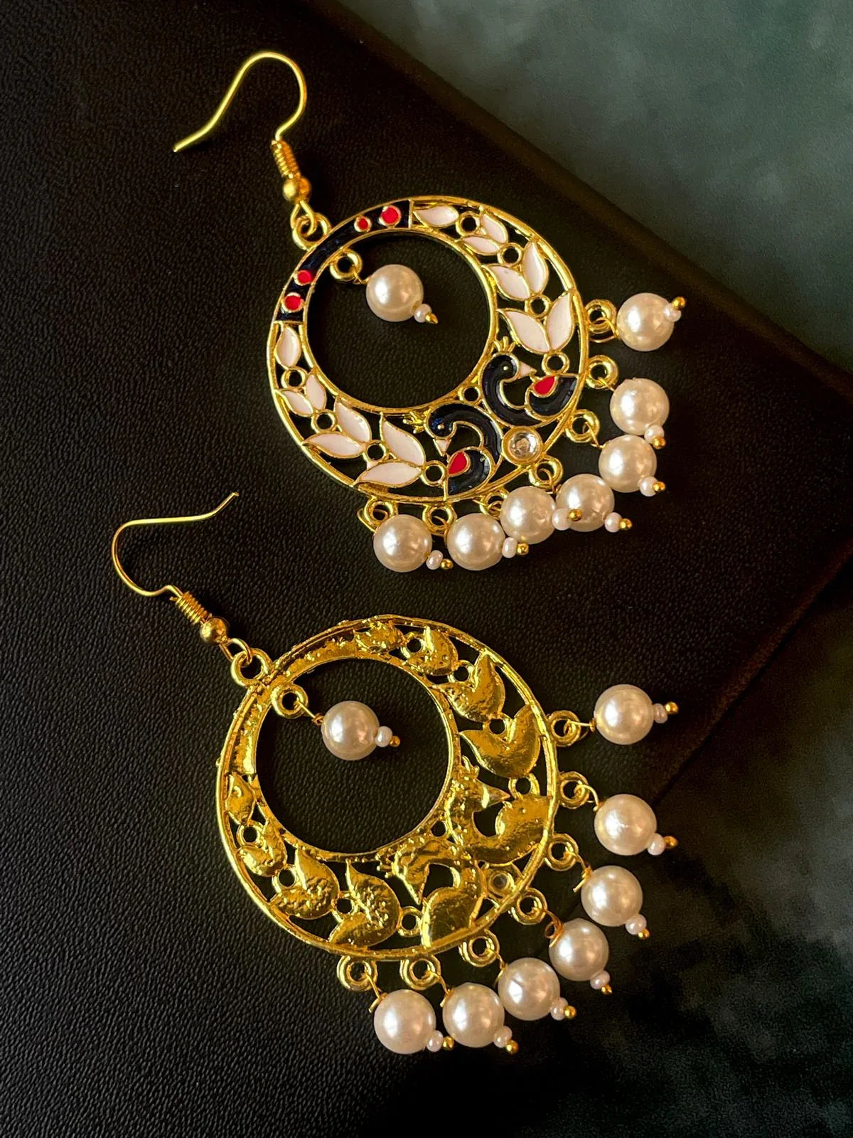 Meenakari Round shape Flower Print Earring