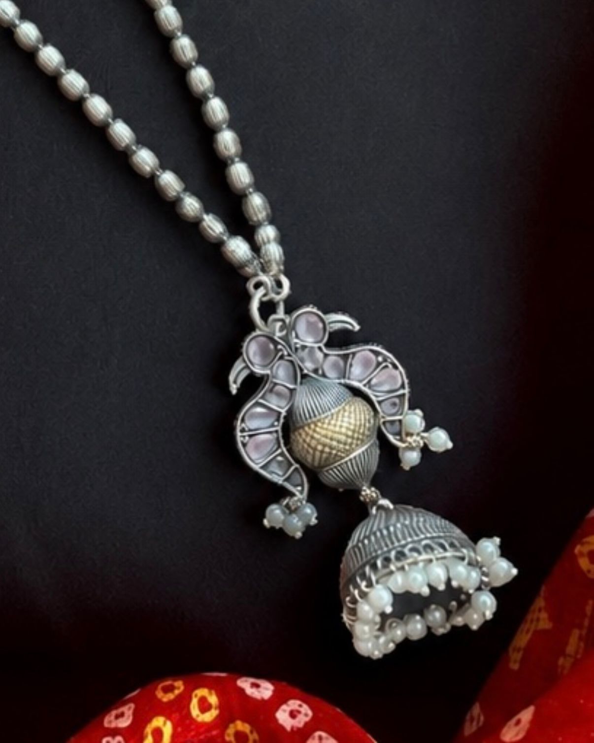 Oxidized Dual Tone pendant Chain Necklace