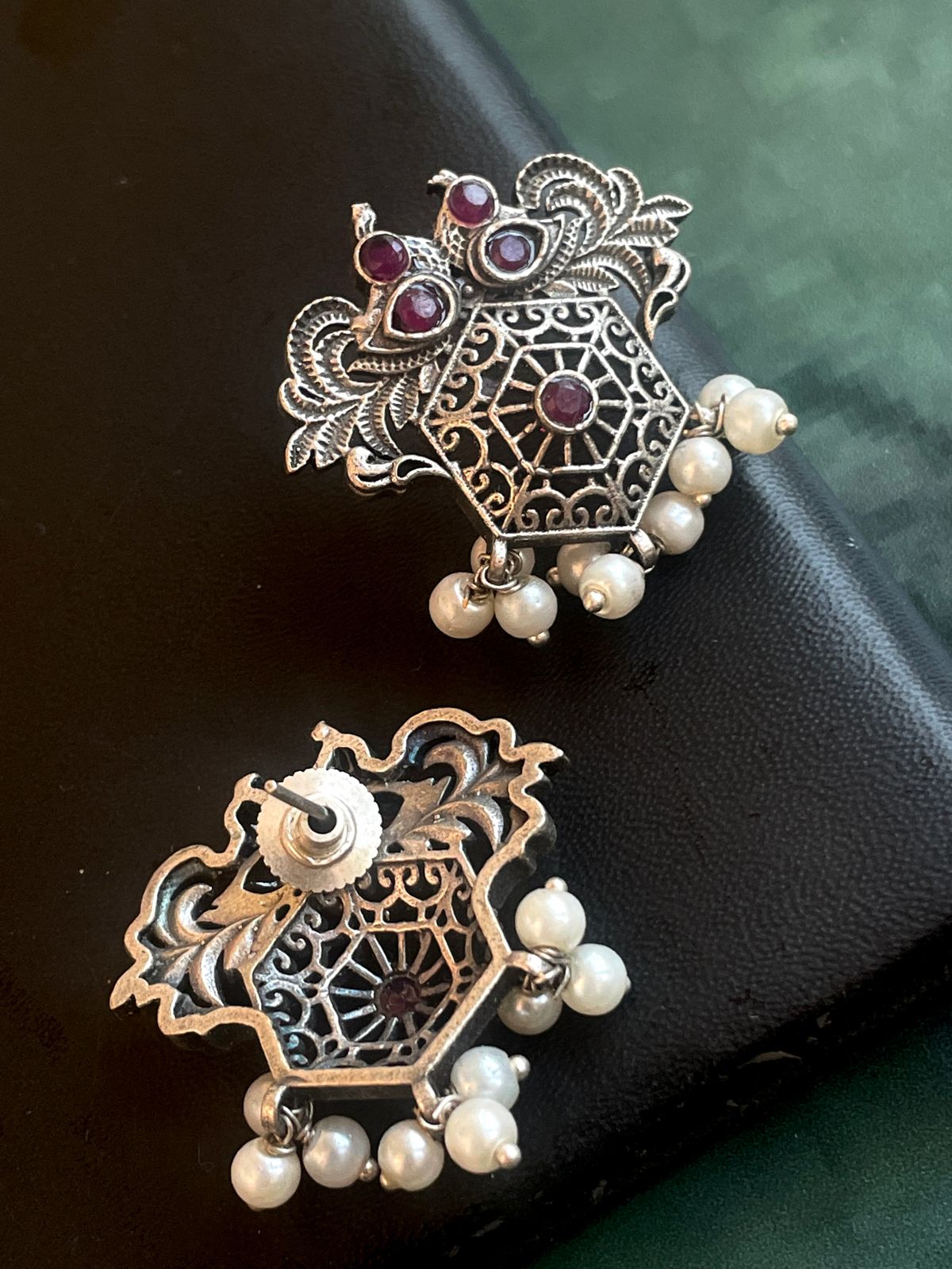 Black Polish Oxidized Earring