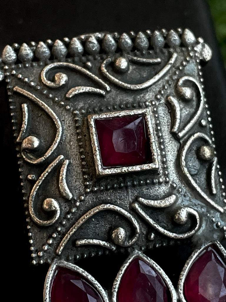 Square Shape Antique Black Polish Oxidized Stud Earring