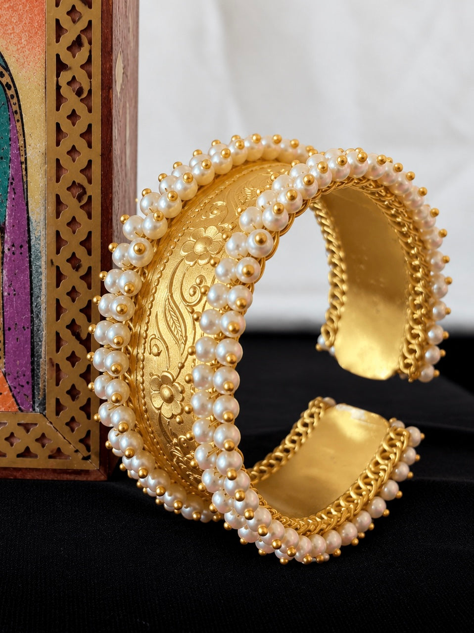 Golden Beaded Openable Kada