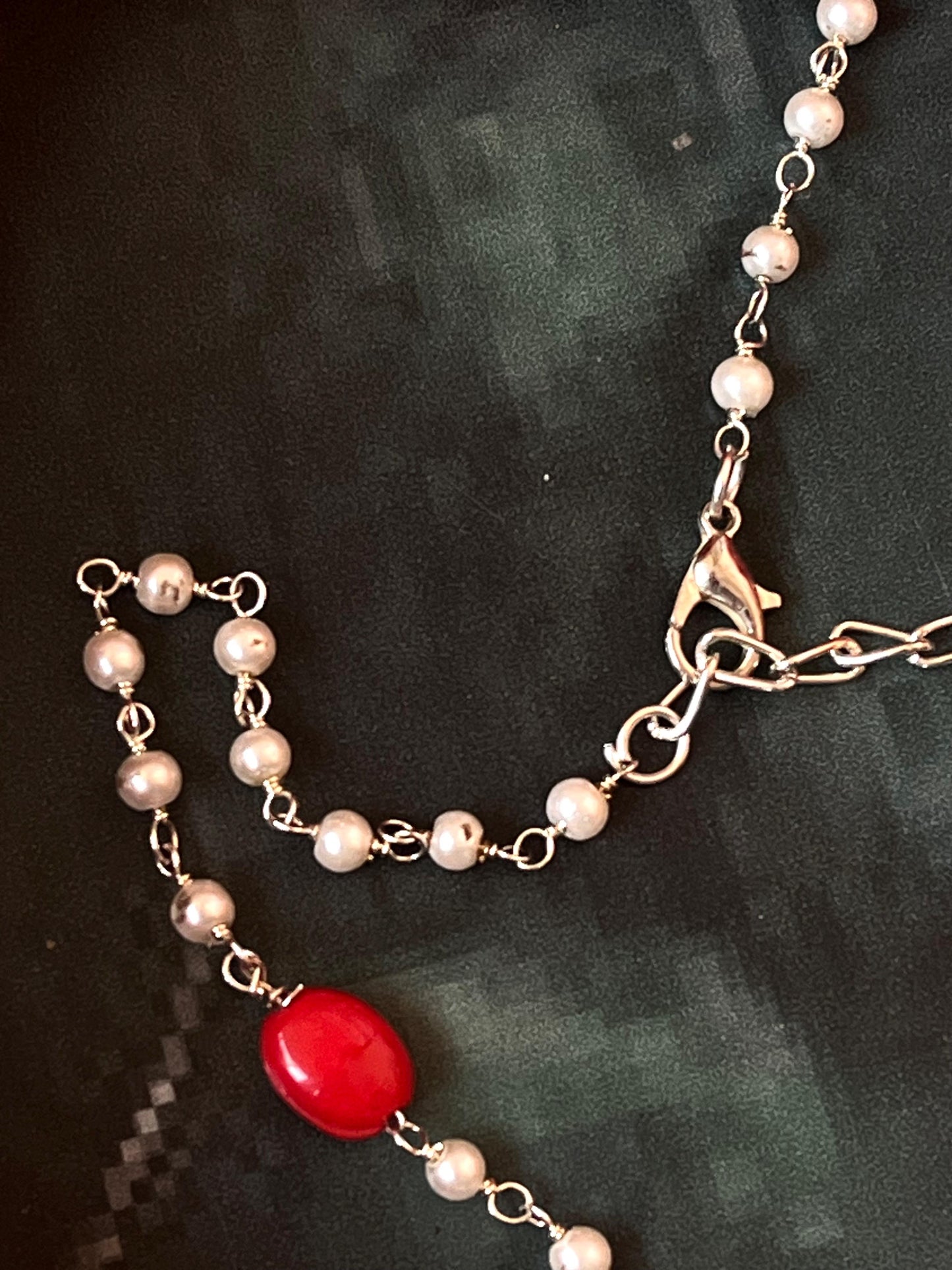 Oxidized Beaded Pendant Chain Necklace