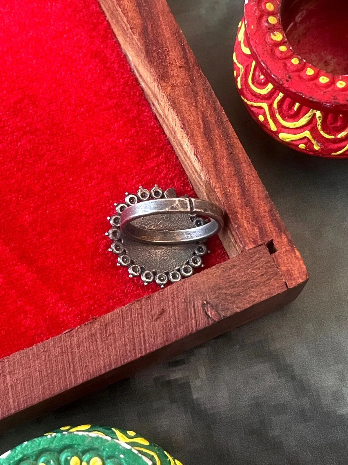 Oxidized Circular Ring
