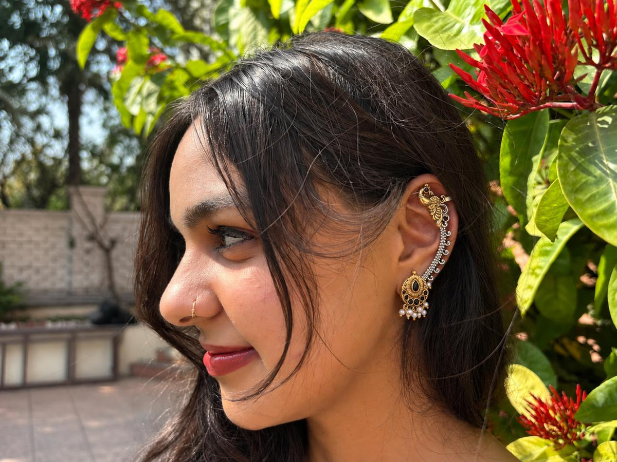 Peacock Shape Dual Tone Ear Cuff