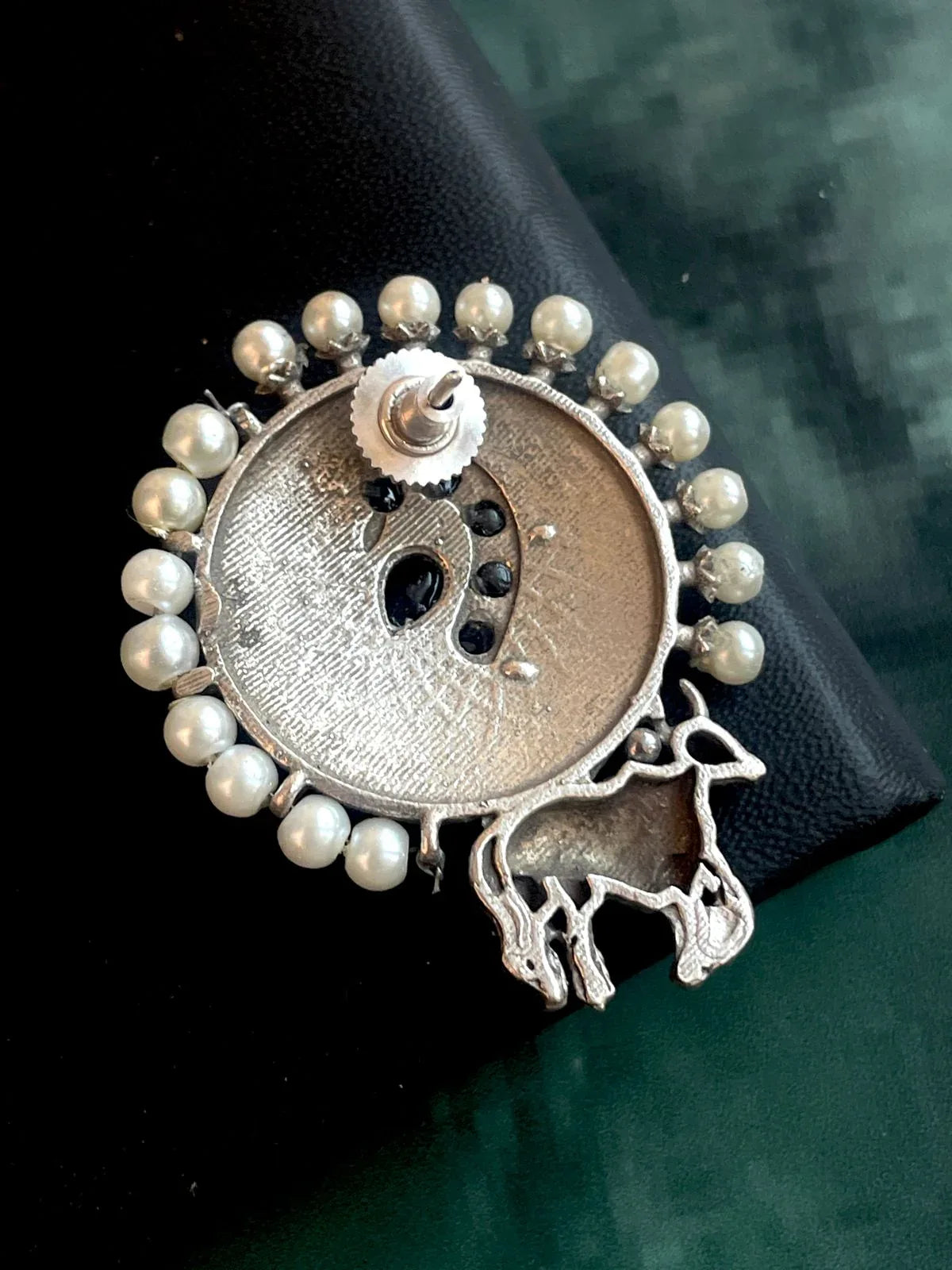 Silver Replica Oxidized Earring