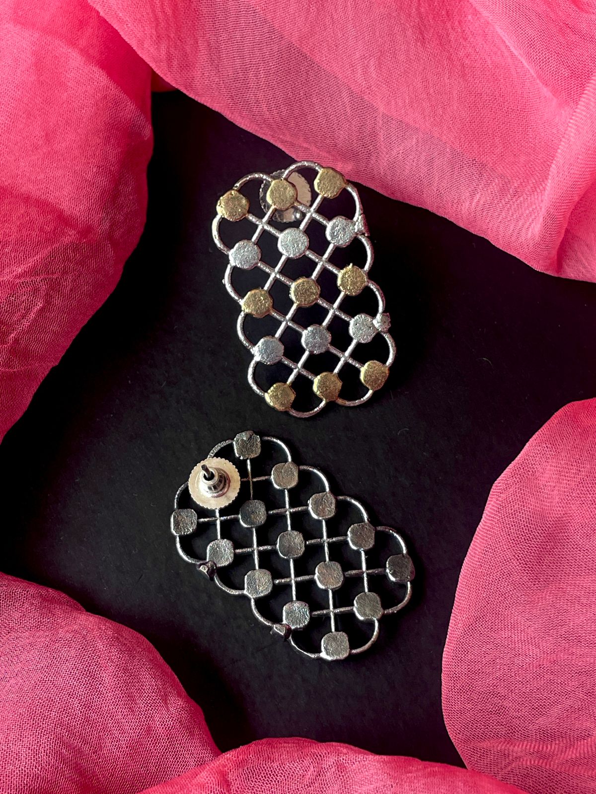 Dual Tone Ethnic Oxidized Earring