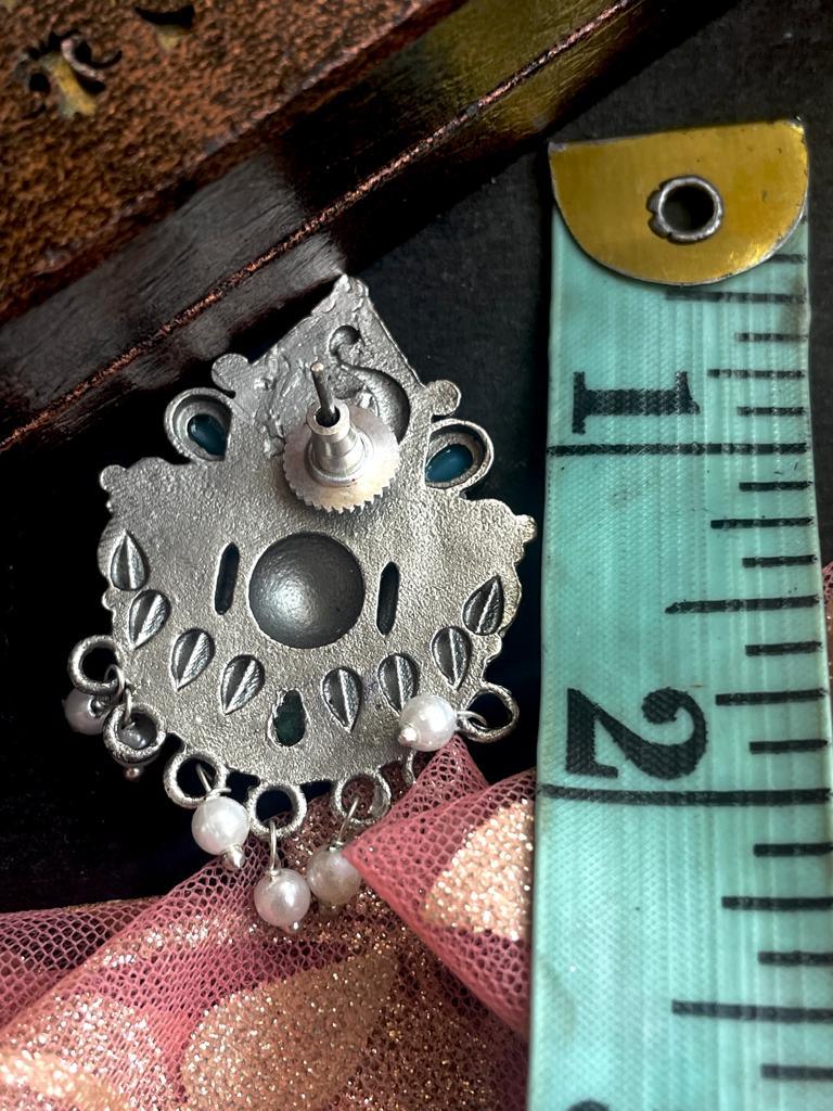 Silver Replica Brass with Monalisa Stone Stud Earring