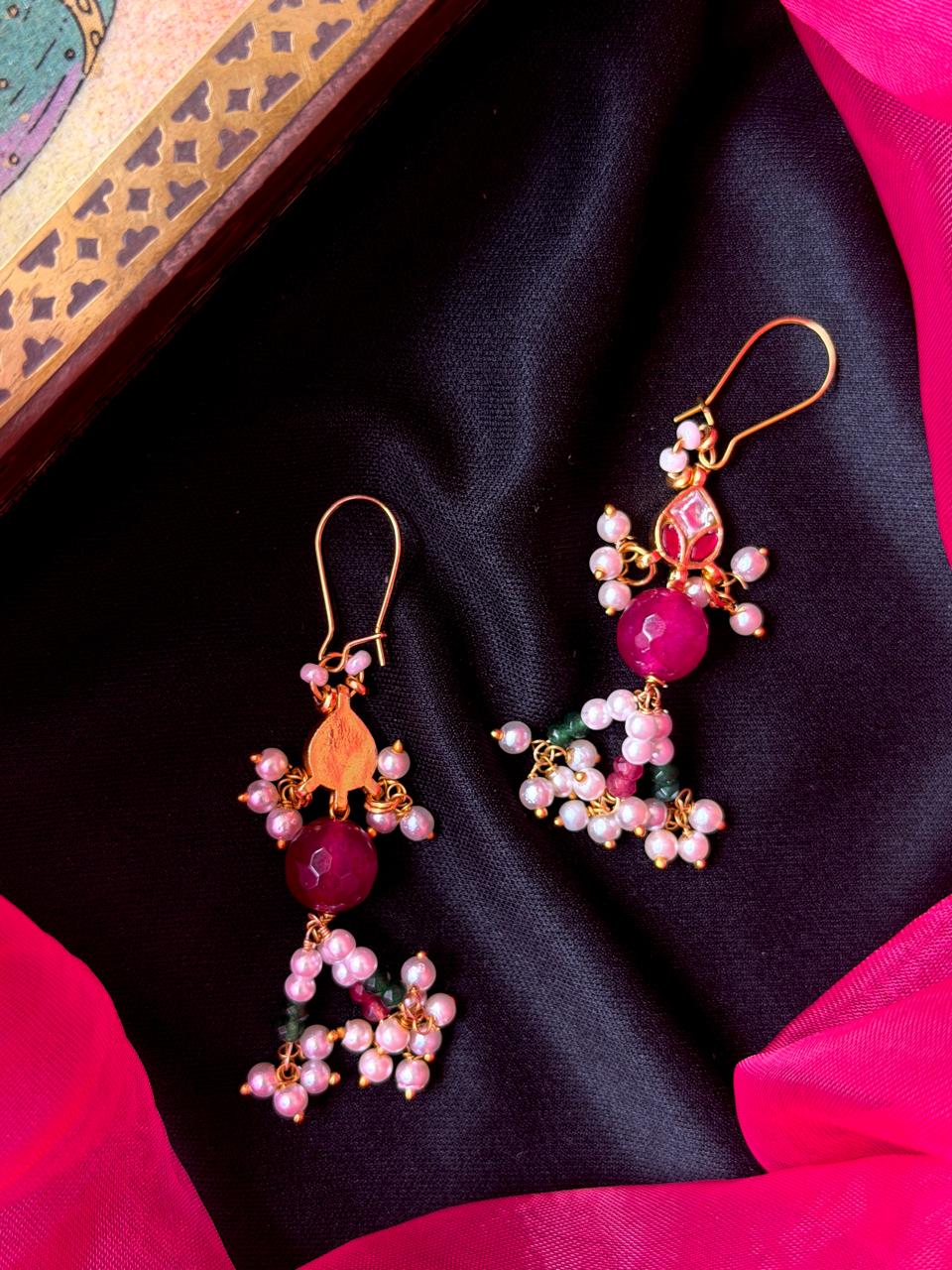 Pachi Kundan Stone Beads Beaded Earring