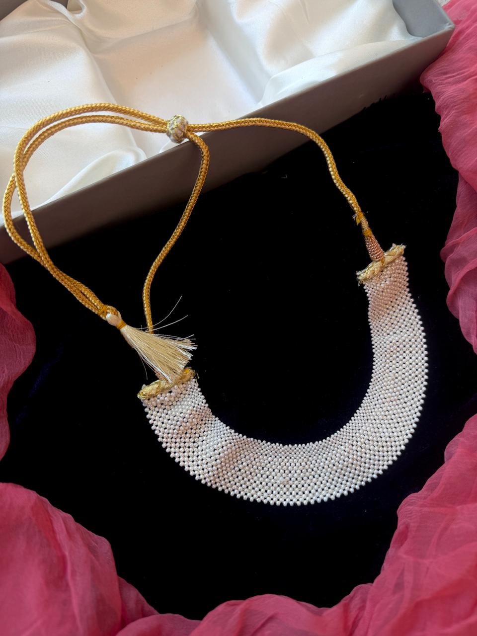 Hydro beaded Choker Necklce with Adjustable Dori