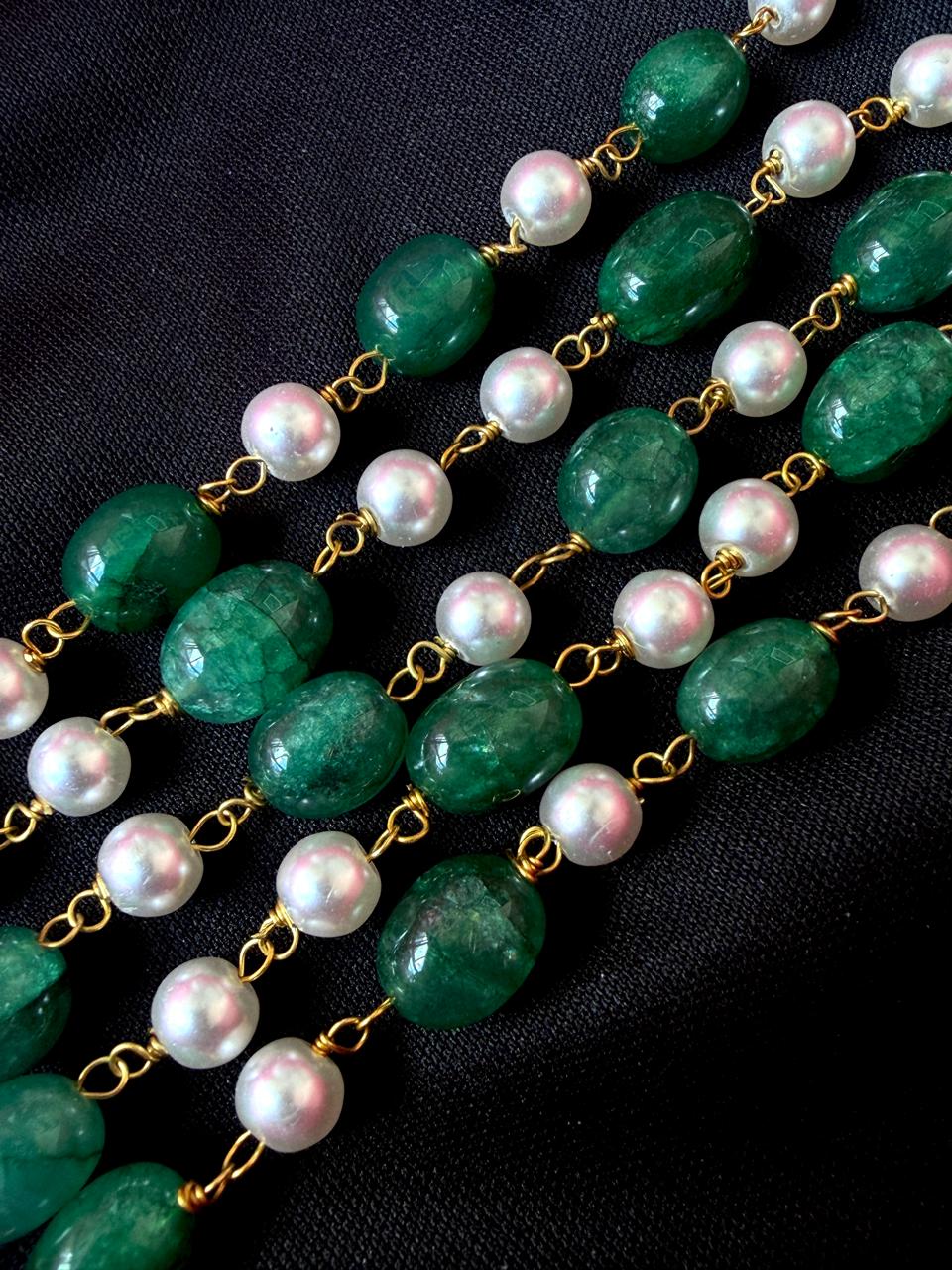 Stone Beads and Pearl Five Layered Bracelet