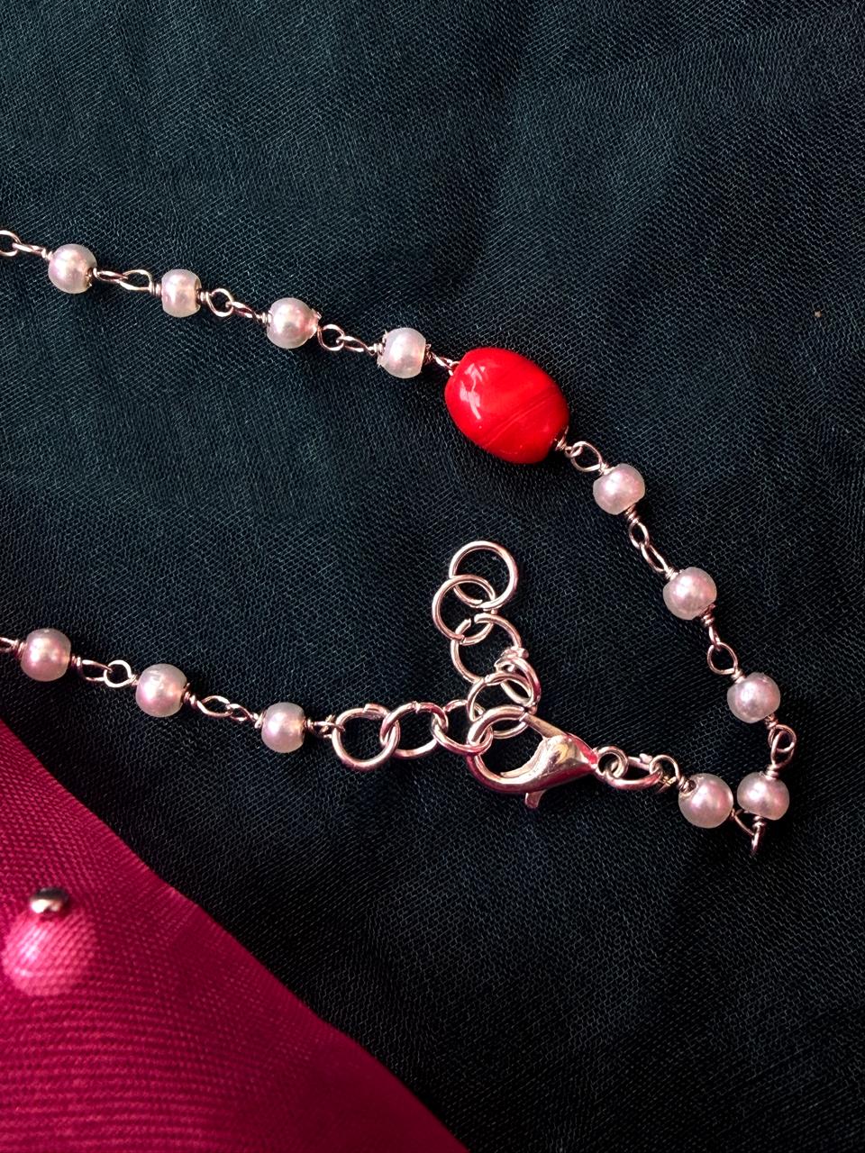 Hand Painted Pendant Beaded Chain Necklace
