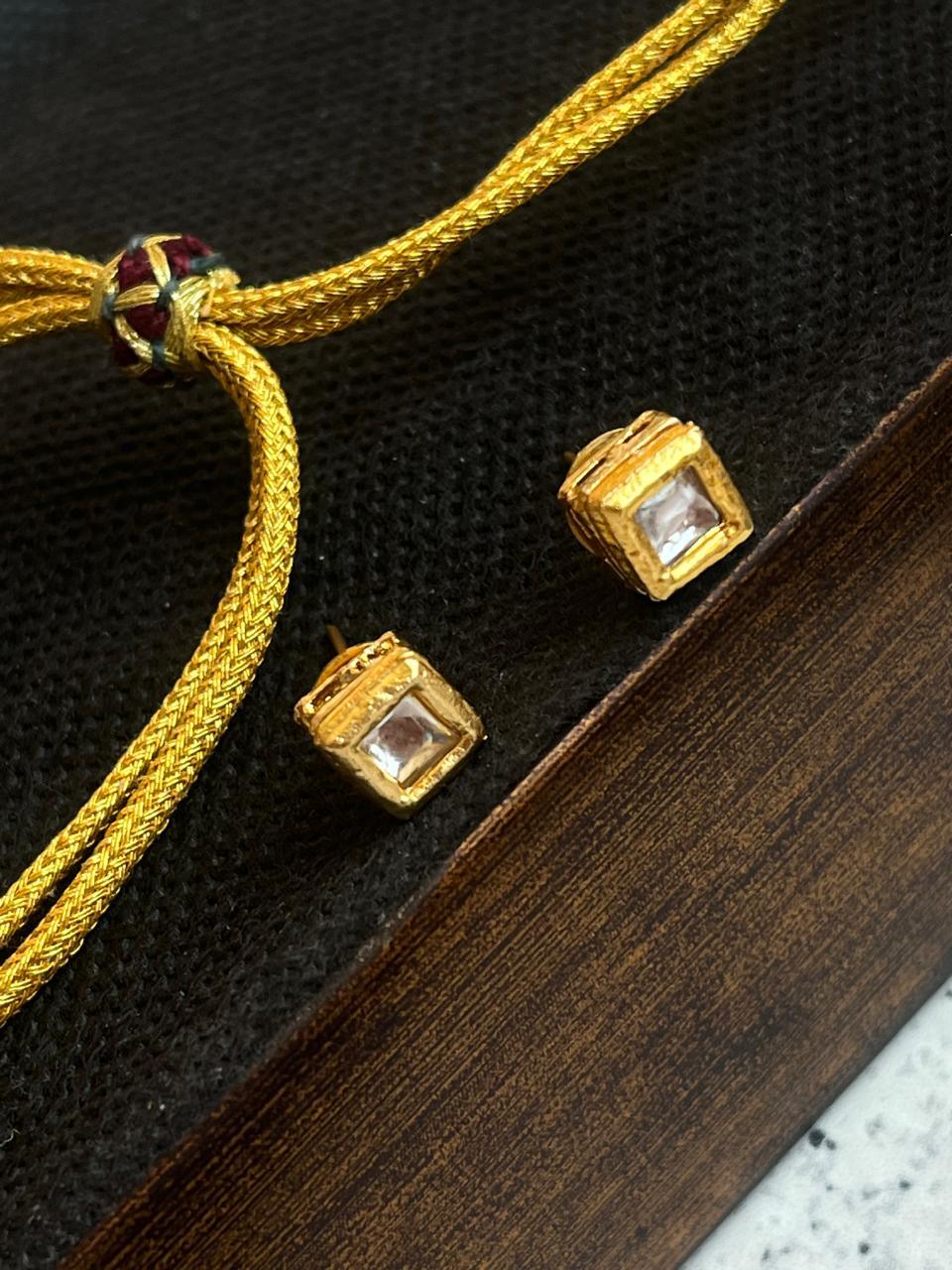 Shell Pearl Five Layered Choker Necklace and Kundan Stud Earring Set