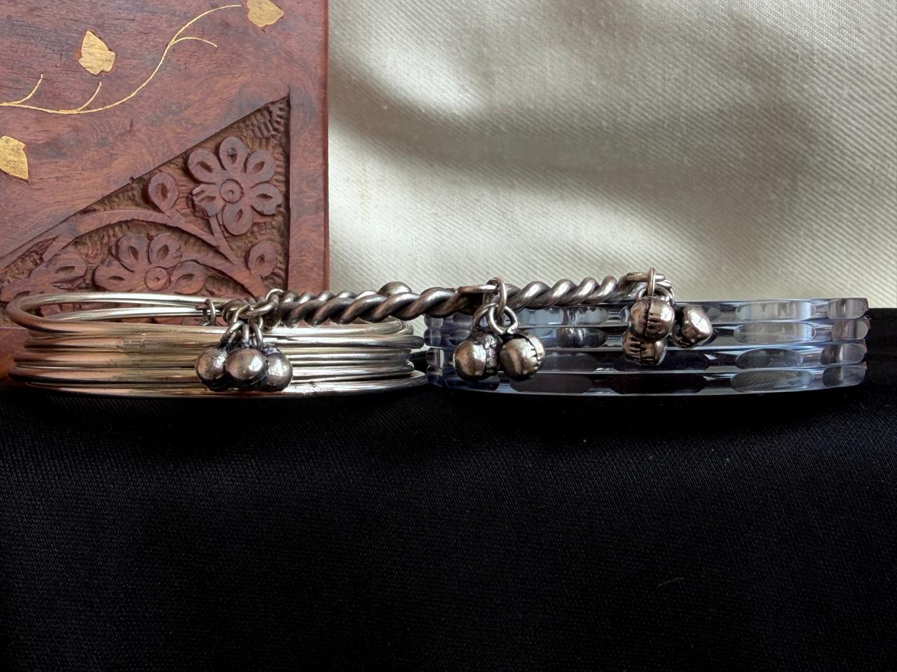 Acrylic Bangles with Metal Bangles set