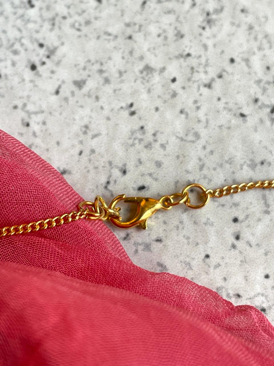 Semi Precious stones with Pachi Kundan Pendant Chain Necklace