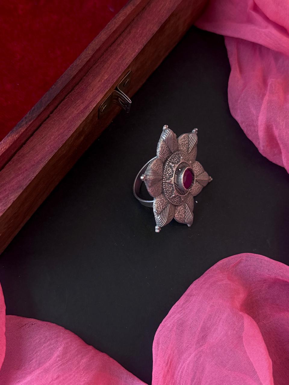Silver Replica Floral Ring