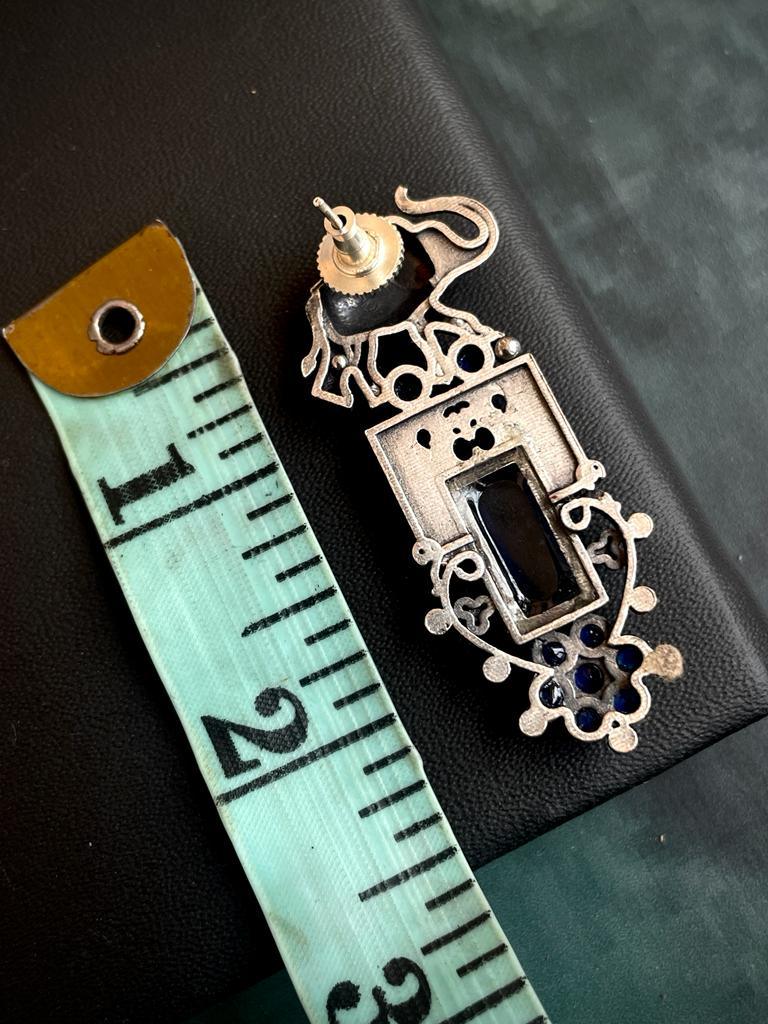 Oxidized Elephant Stud Earring
