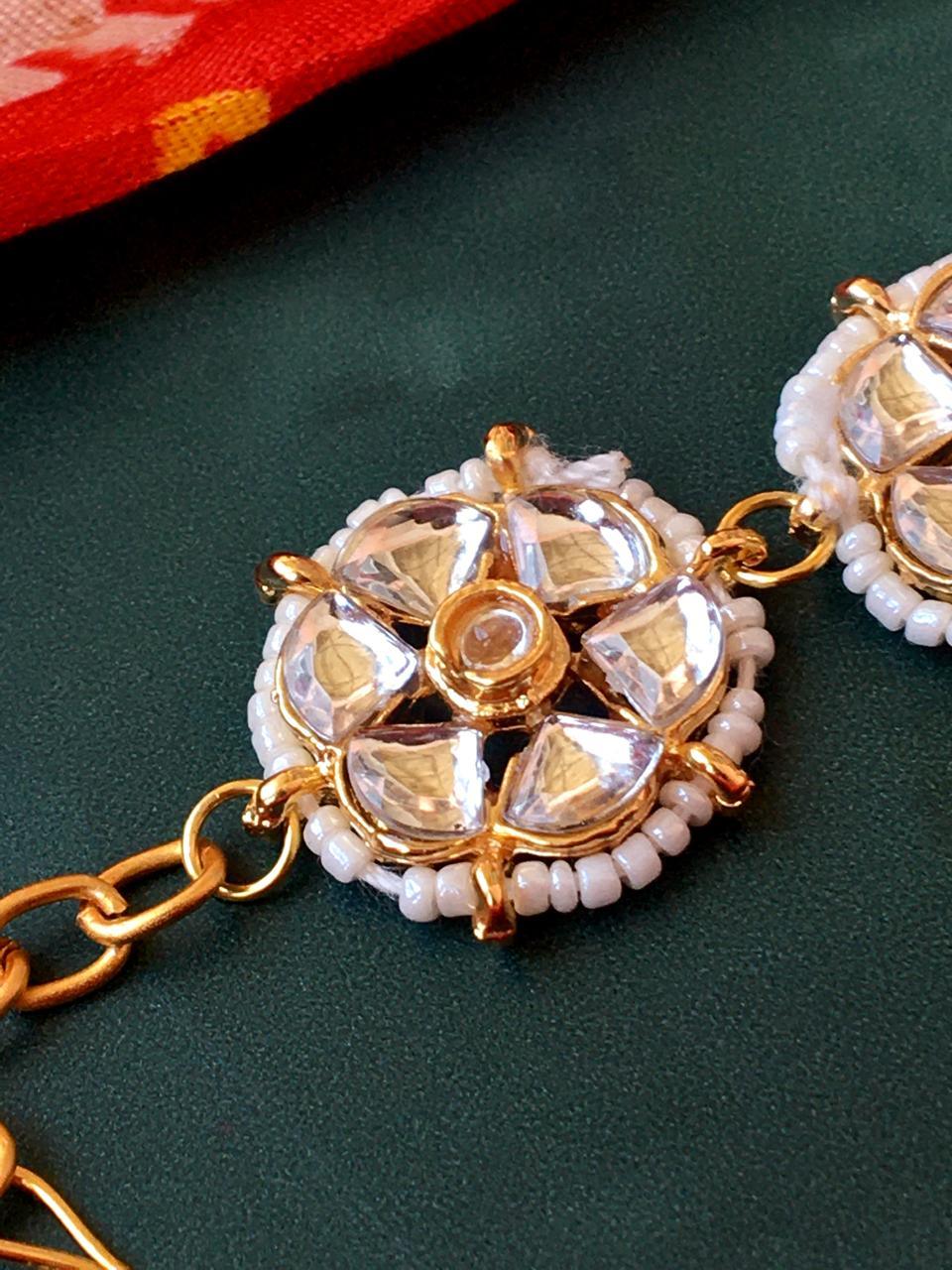 Pachi Kundan with Flower Kundan Matha Patti