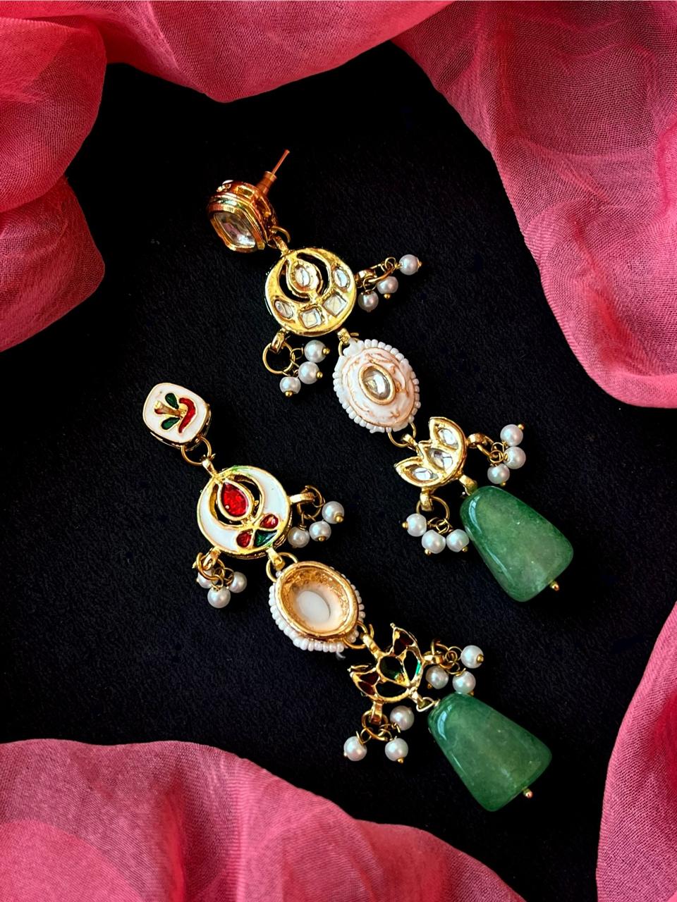 Kundan with Natural Stone Beaded Earring
